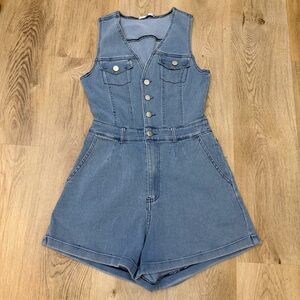 Women's Sleeveless Denim Romper